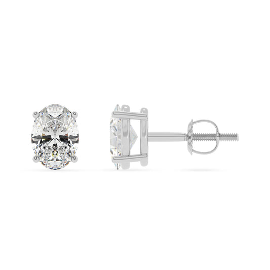 lab grown moissanite oval stud earrings in sterling silver
