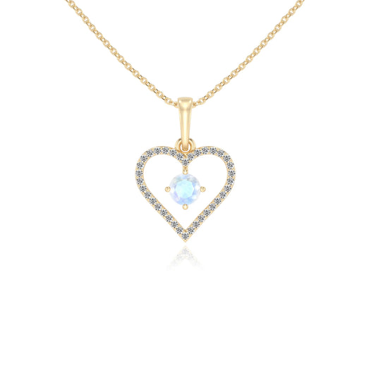 natural rainbow-moonstone round infinity necklaces in yellow gold
