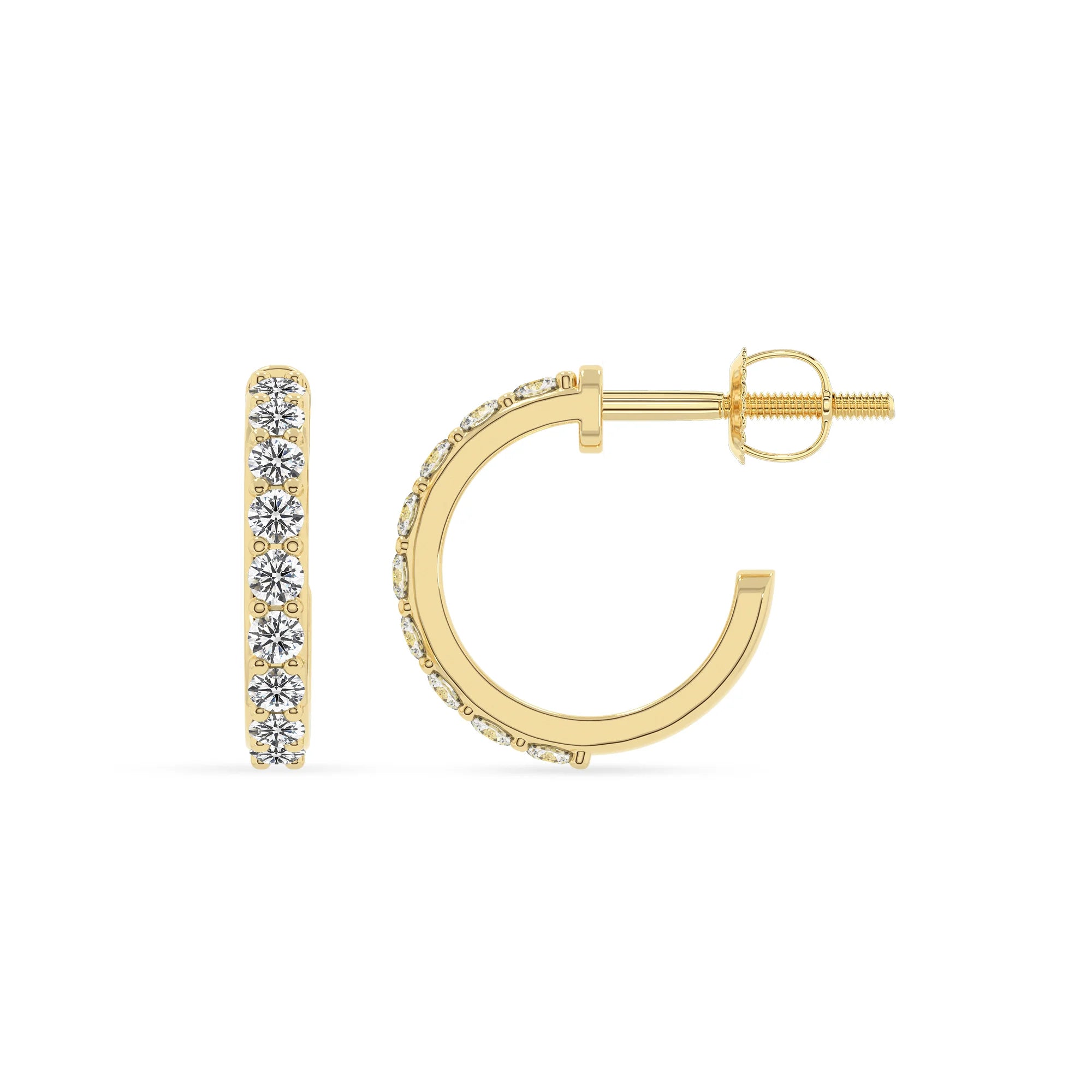 lab grown diamond round hoop earrings in yellow gold