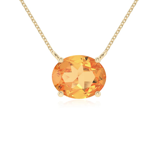 lab grown citrine oval solitaire necklaces in yellow gold