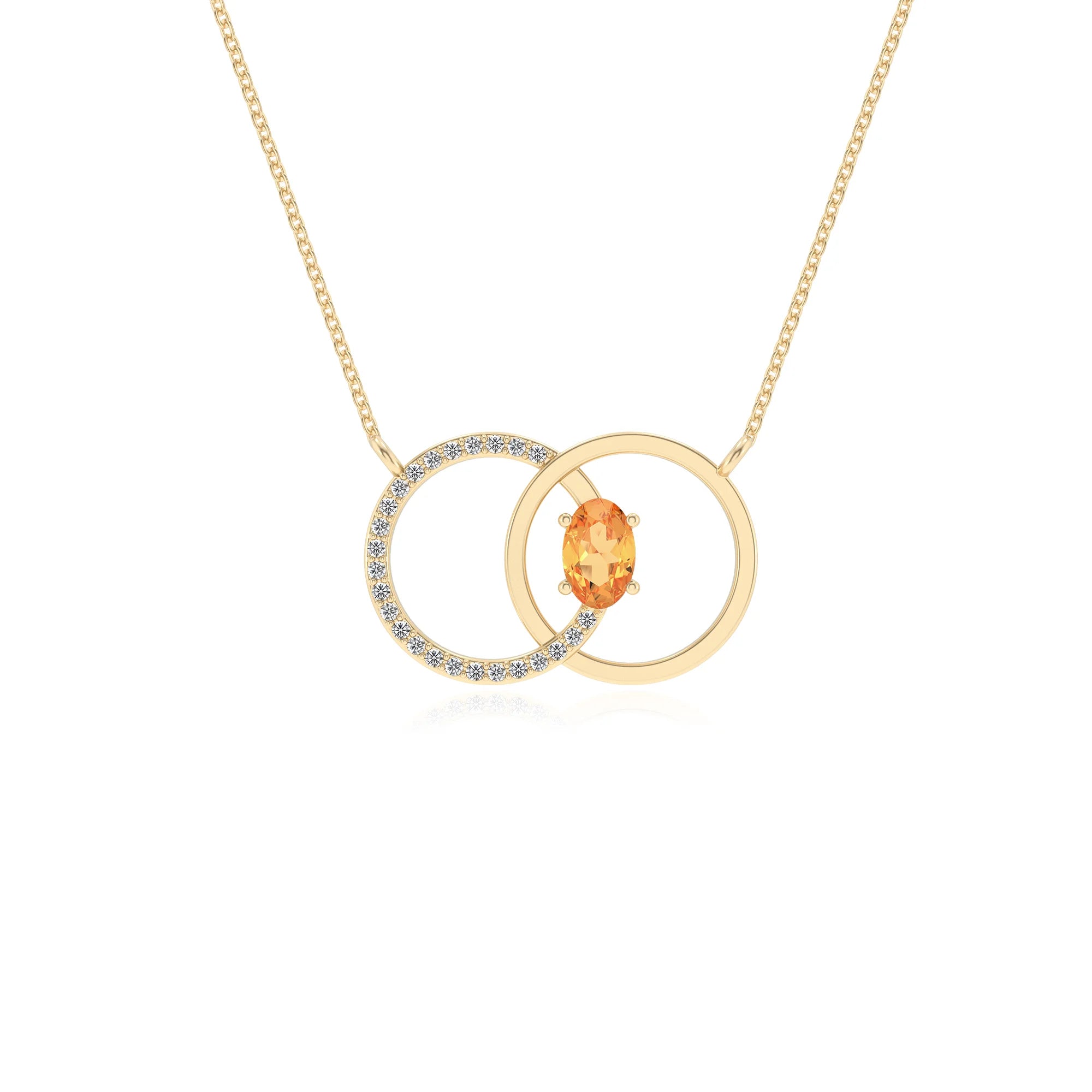 lab grown citrine oval solitaire necklaces in yellow gold