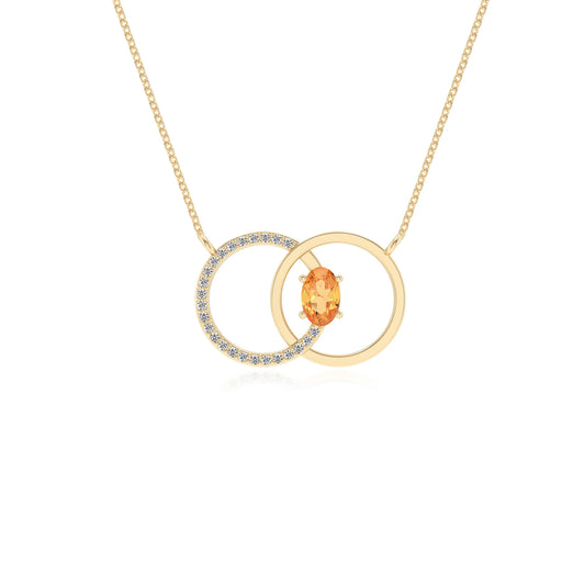 lab grown citrine oval solitaire necklaces in yellow gold