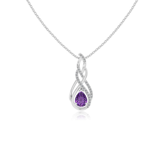 lab grown amethyst pear solitaire necklaces in platinum