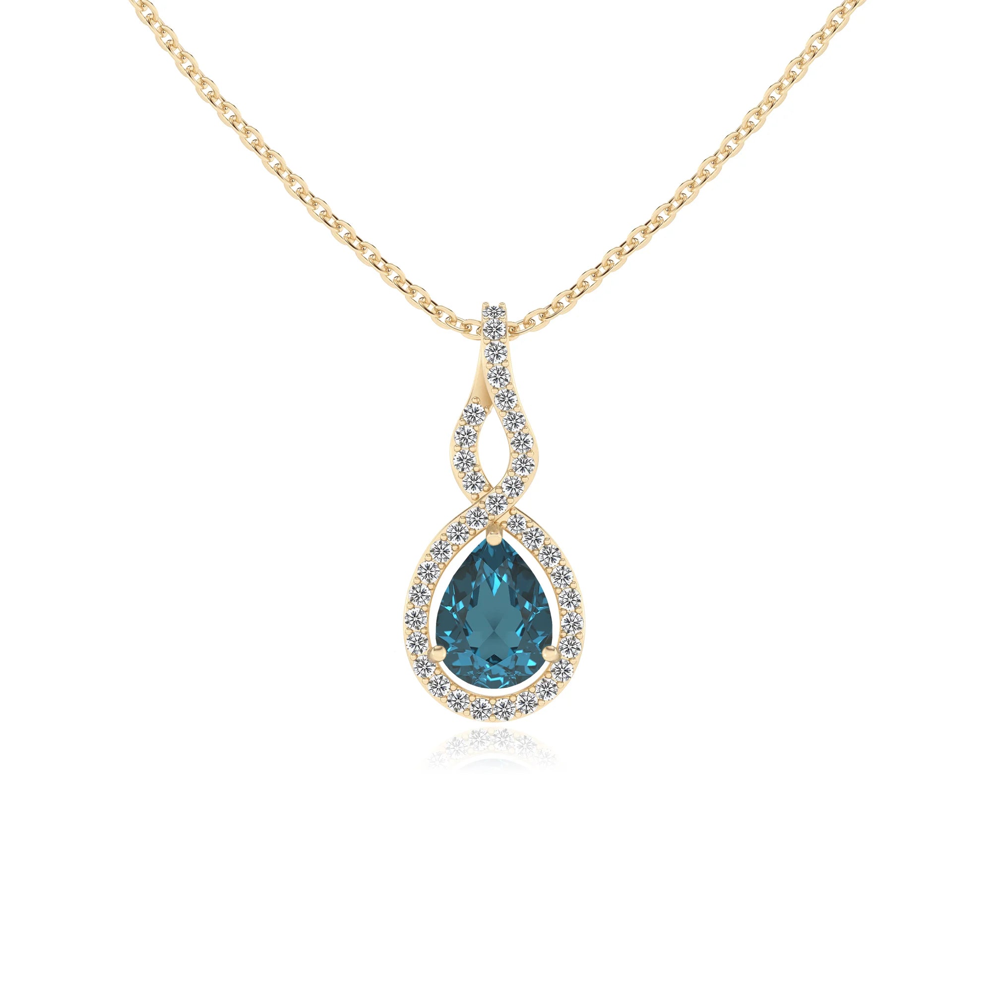 natural london-blue-topaz pear necklaces in yellow gold