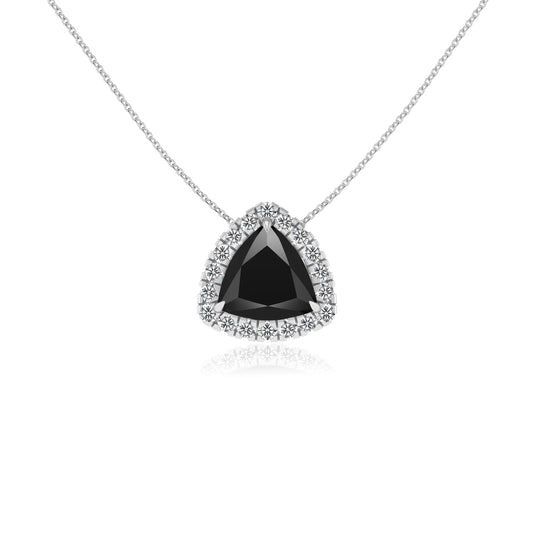 natural black onyx trillion solitaire necklaces in sterling silver
