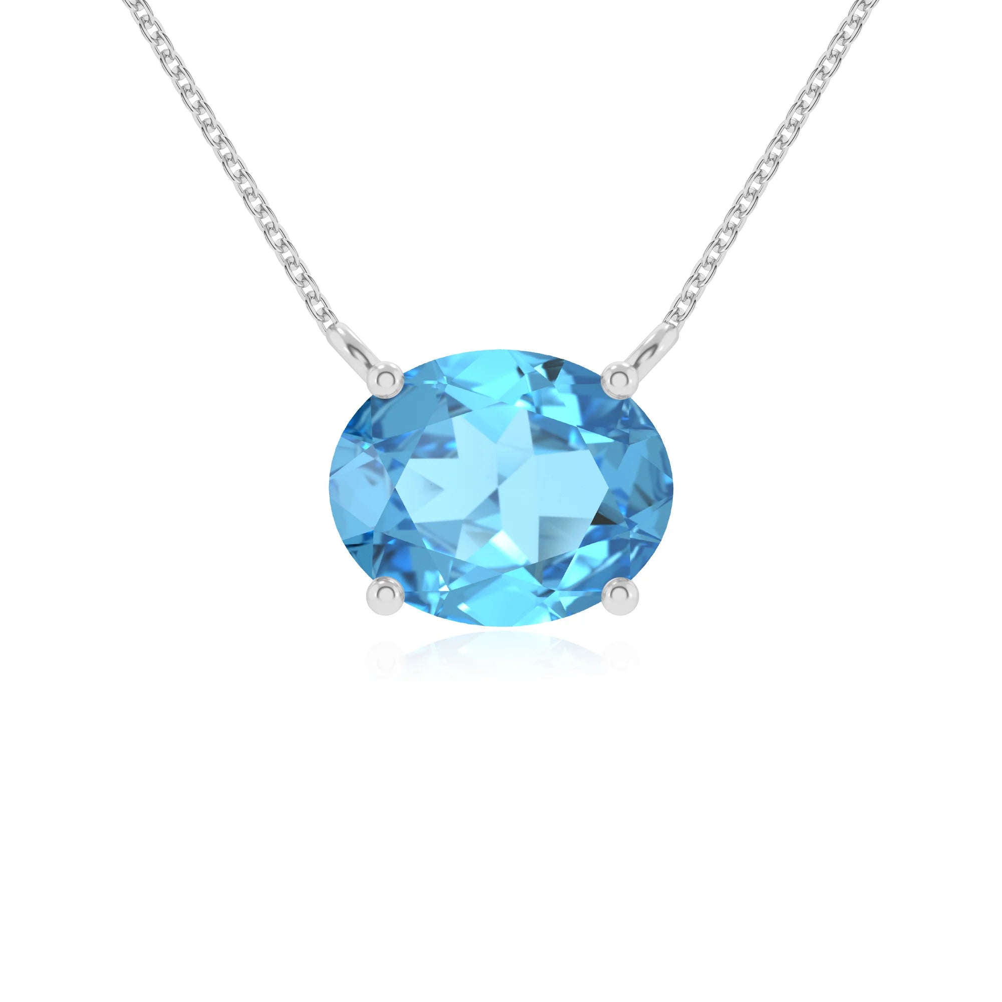 natural swiss-blue-topaz oval solitaire necklaces in platinum