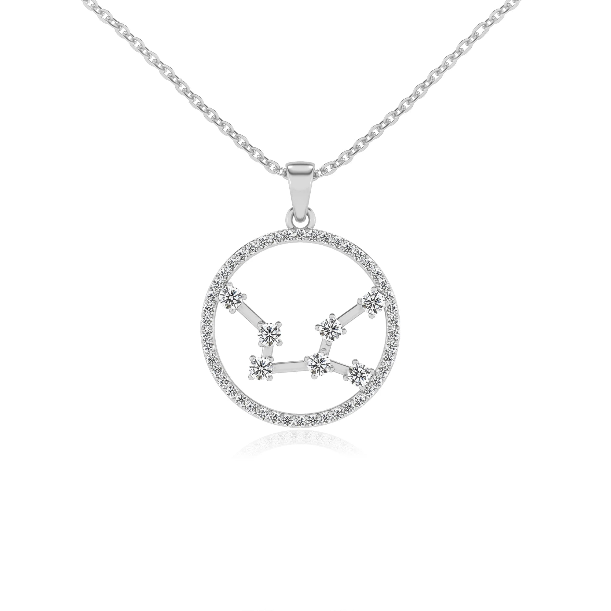 lab grown moissanite round necklaces in white gold