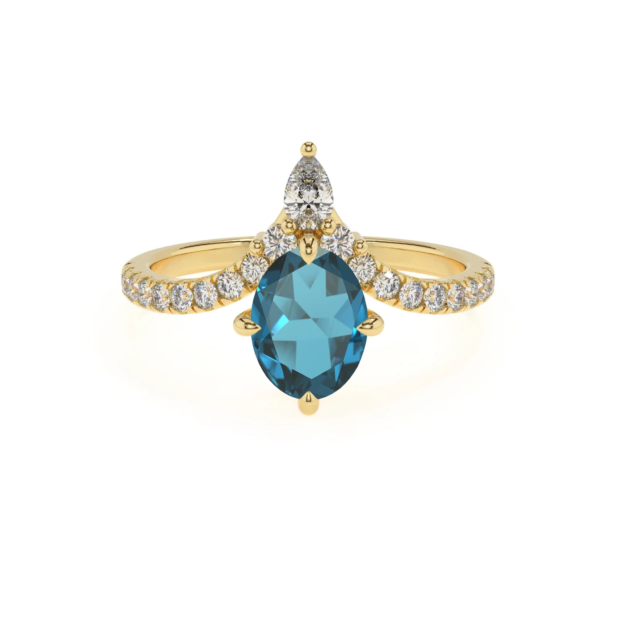 natural london-blue-topaz oval solitaire rings in yellow gold