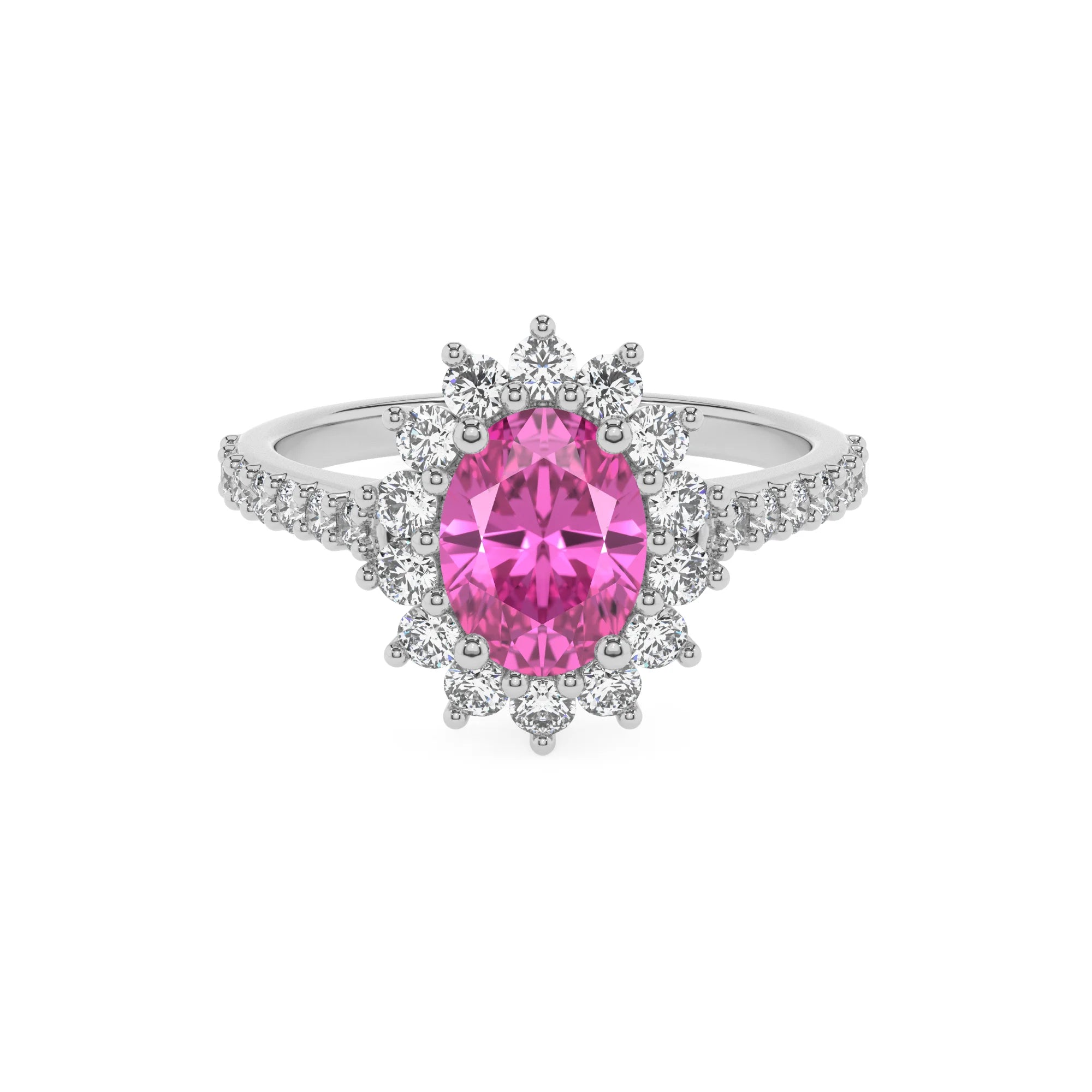 lab grown pink-sapphire oval solitaire rings in sterling silver