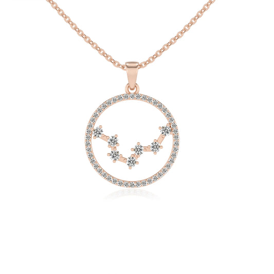lab grown moissanite round necklaces in rose gold