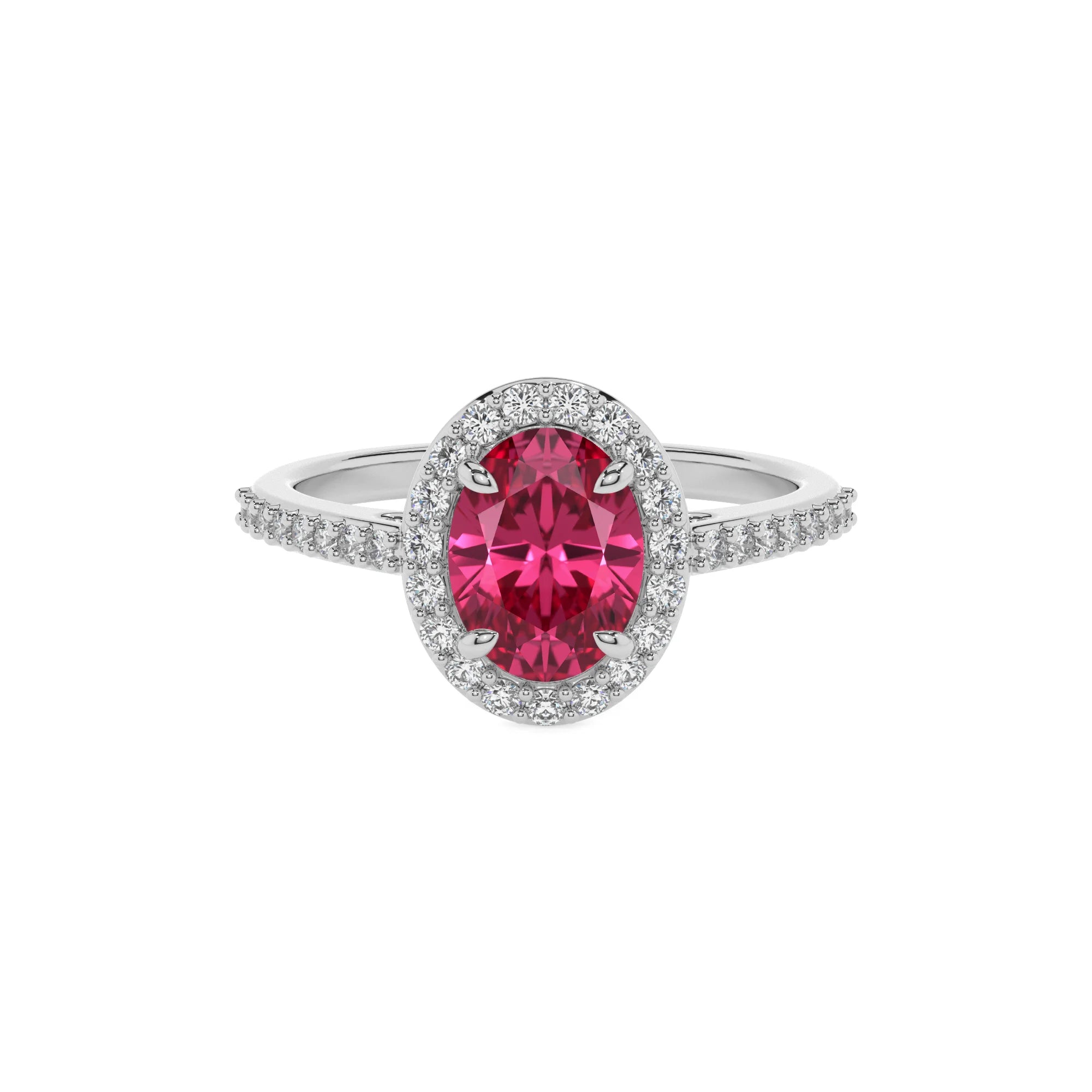 lab grown pink-tourmaline oval solitaire rings in sterling silver