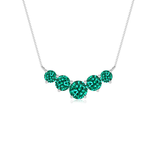 lab grown emerald round bar necklaces in sterling silver