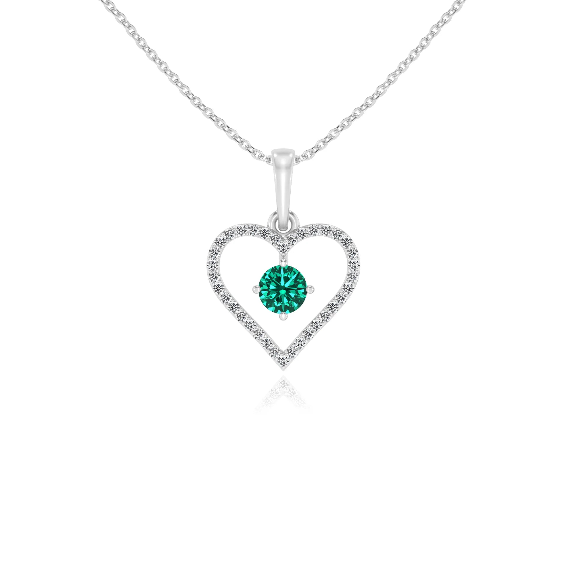 lab grown emerald round infinity necklaces in sterling silver