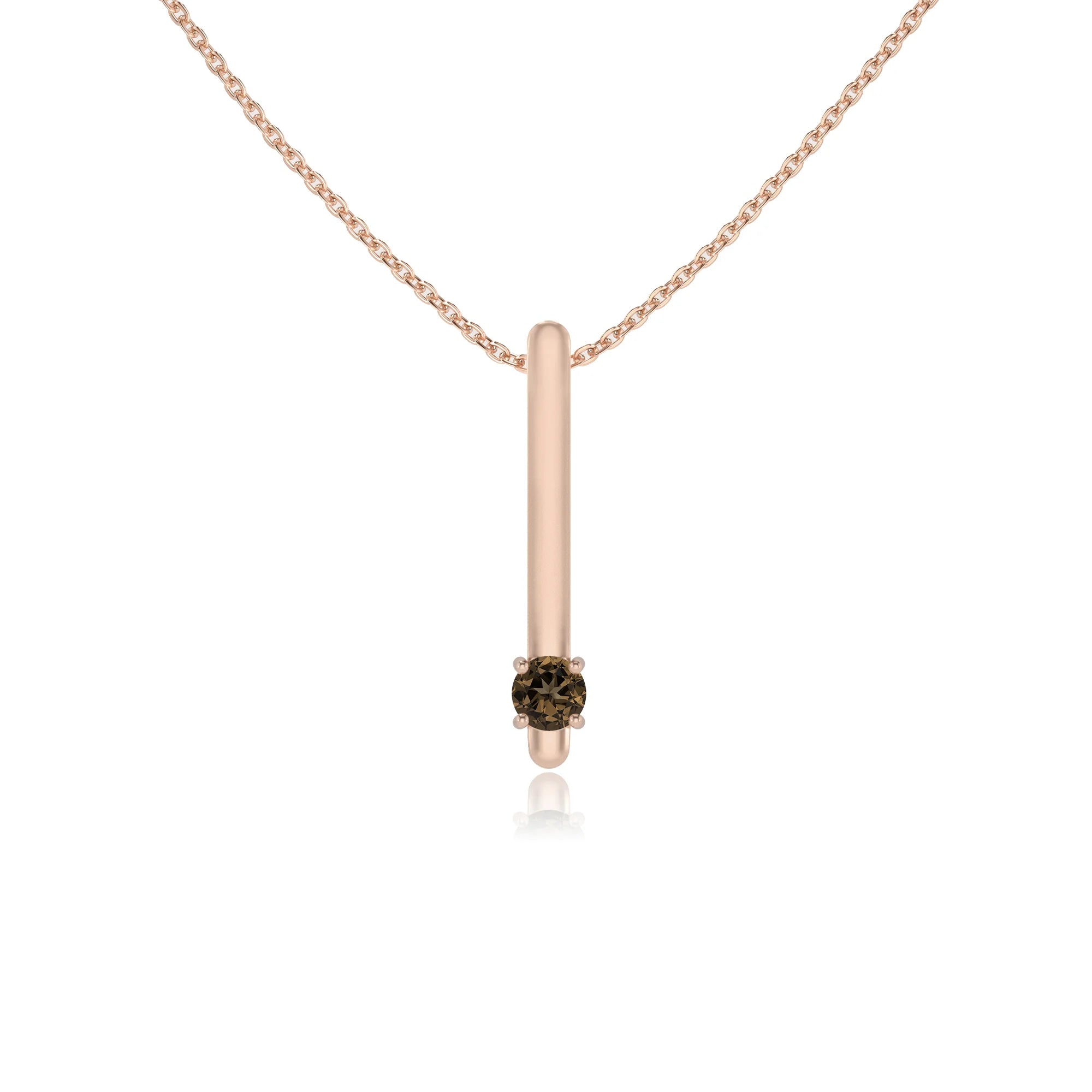 natural smoky-quartz round bar necklaces in rose gold