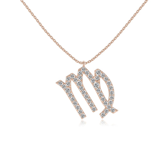 lab grown moissanite round necklaces in rose gold
