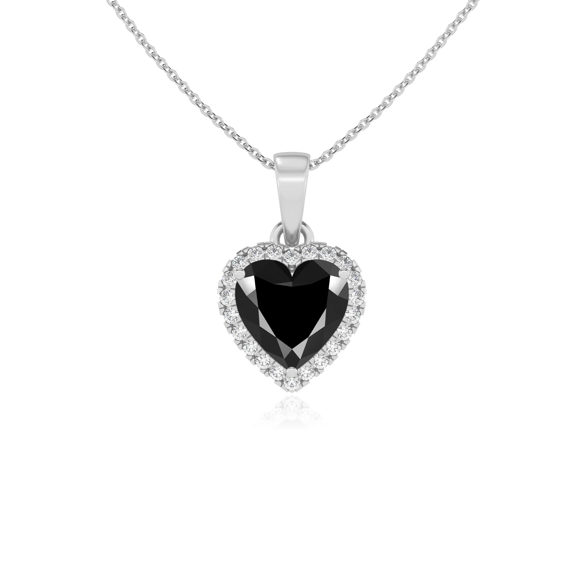natural black-onyx heart solitaire necklaces in white gold