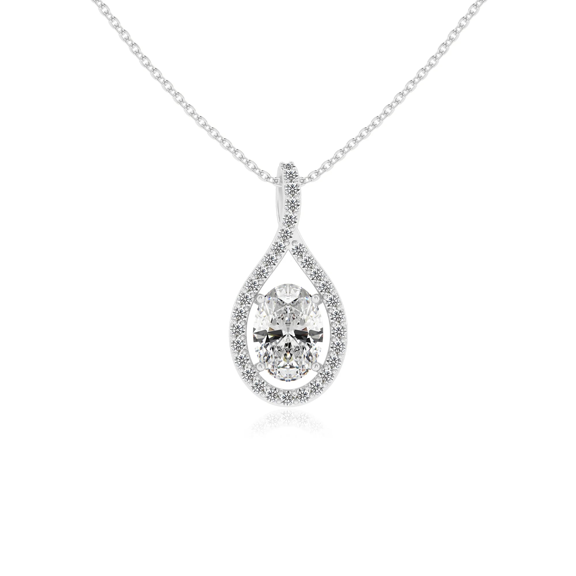 lab grown moissanite oval solitaire necklaces in sterling silver