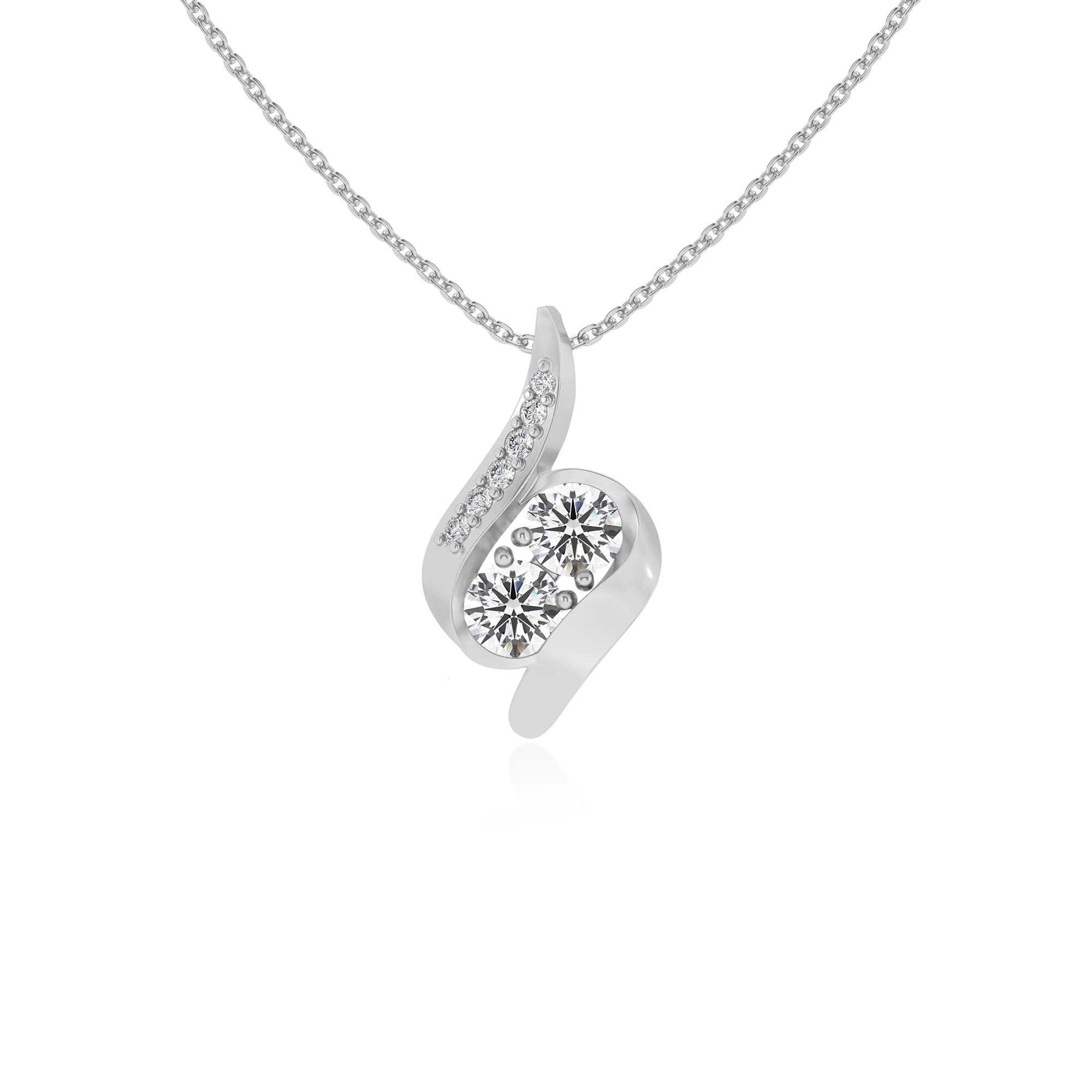 lab grown moissanite round solitaire v-bale necklaces in sterling silver