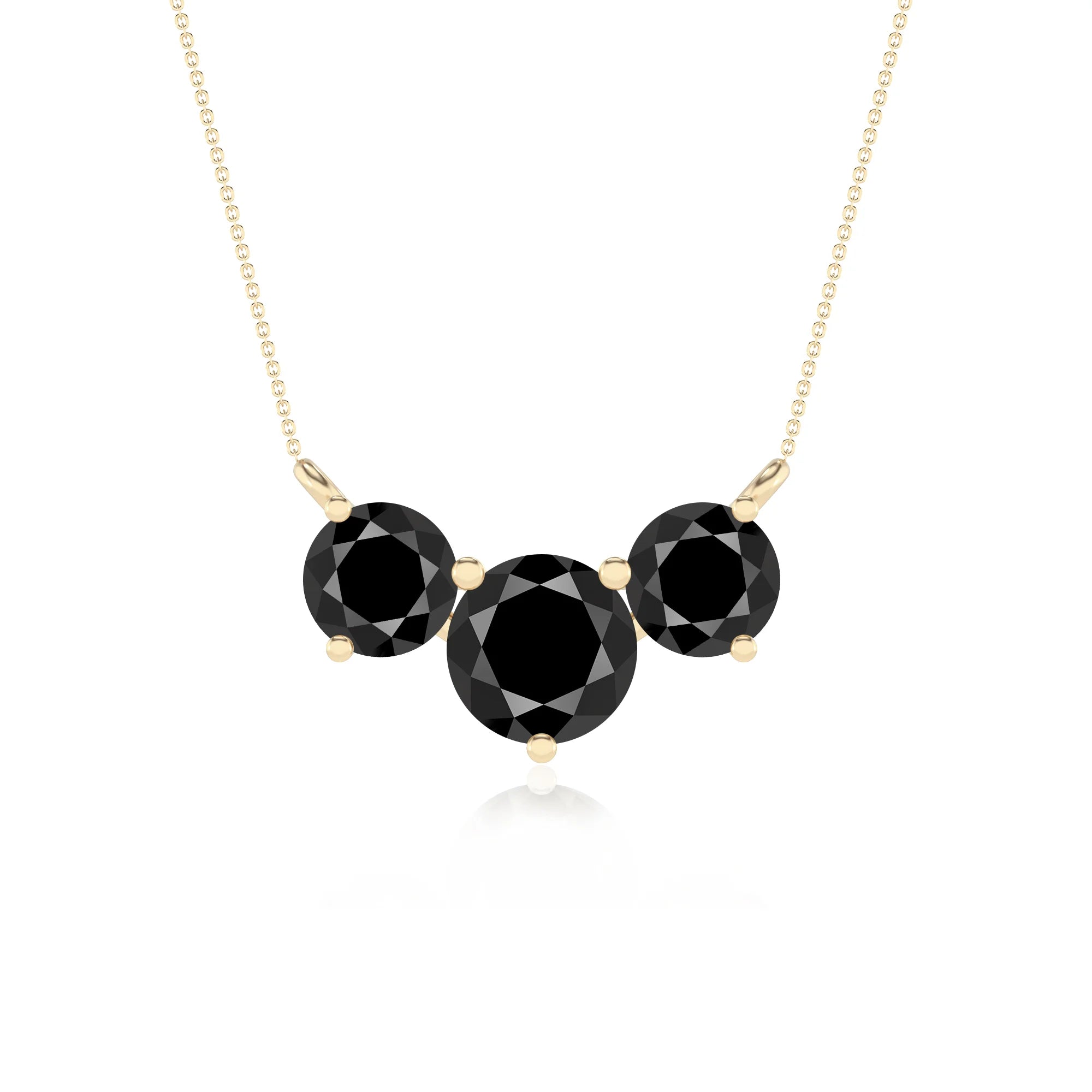 natural black-onyx round solitaire v-bale necklaces in yellow gold