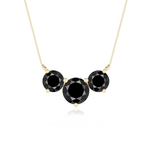 natural black-onyx round solitaire v-bale necklaces in yellow gold