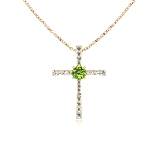 natural peridot round infinity necklaces in yellow gold