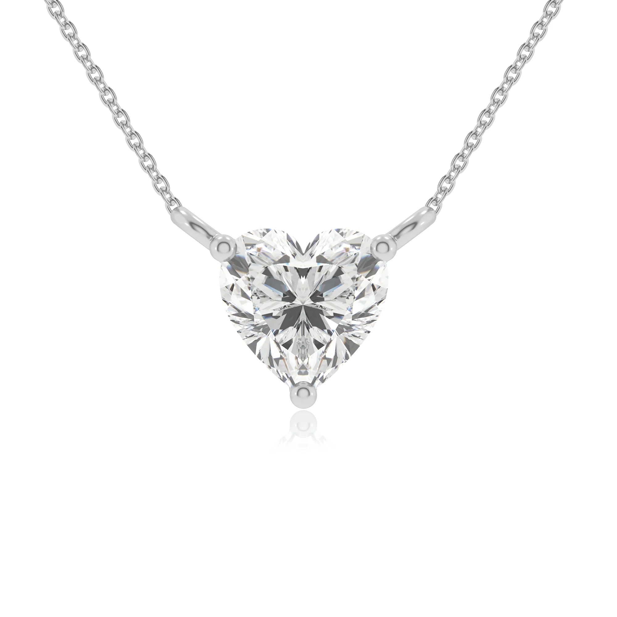 lab grown moissanite heart solitaire necklaces in sterling silver