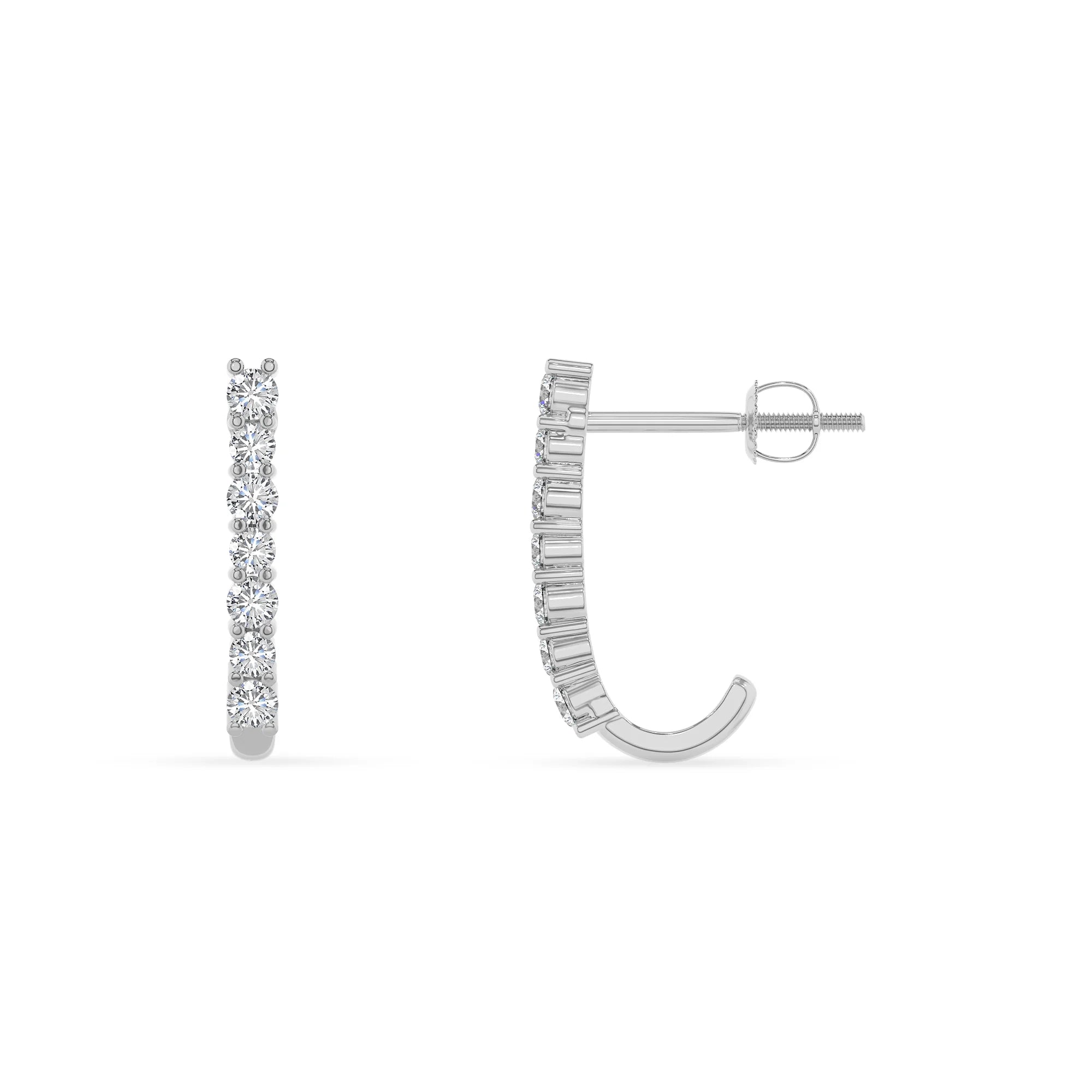lab grown moissanite round hoop earrings in platinum