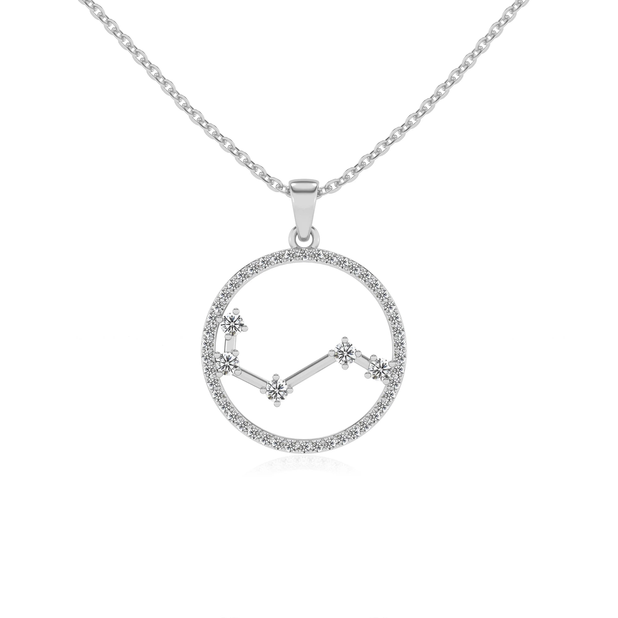 lab grown diamond round necklaces in sterling silver
