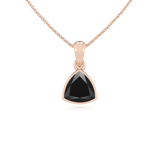 natural black-onyx trillion solitaire necklaces in rose gold