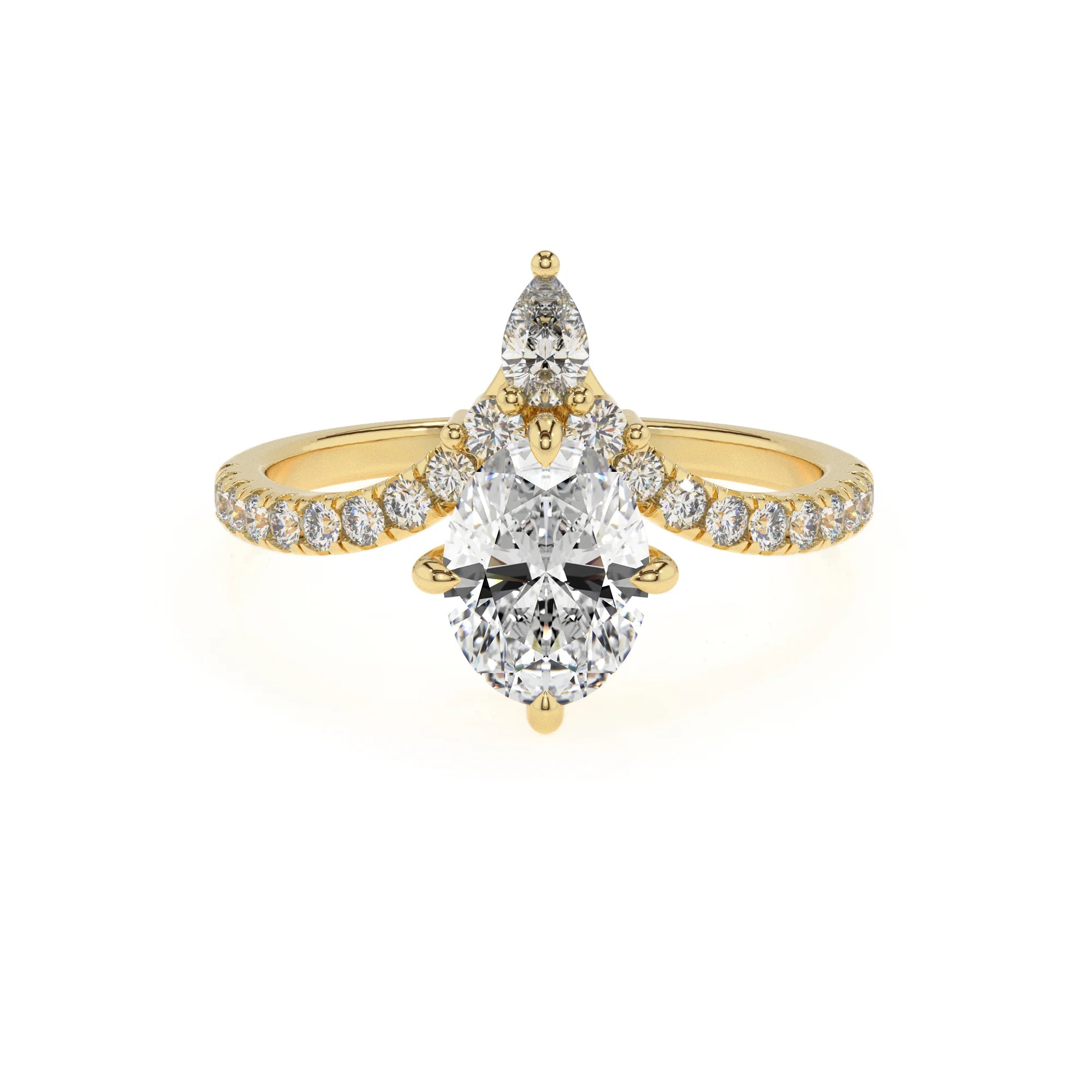 lab grown moissanite oval solitaire rings in yellow gold