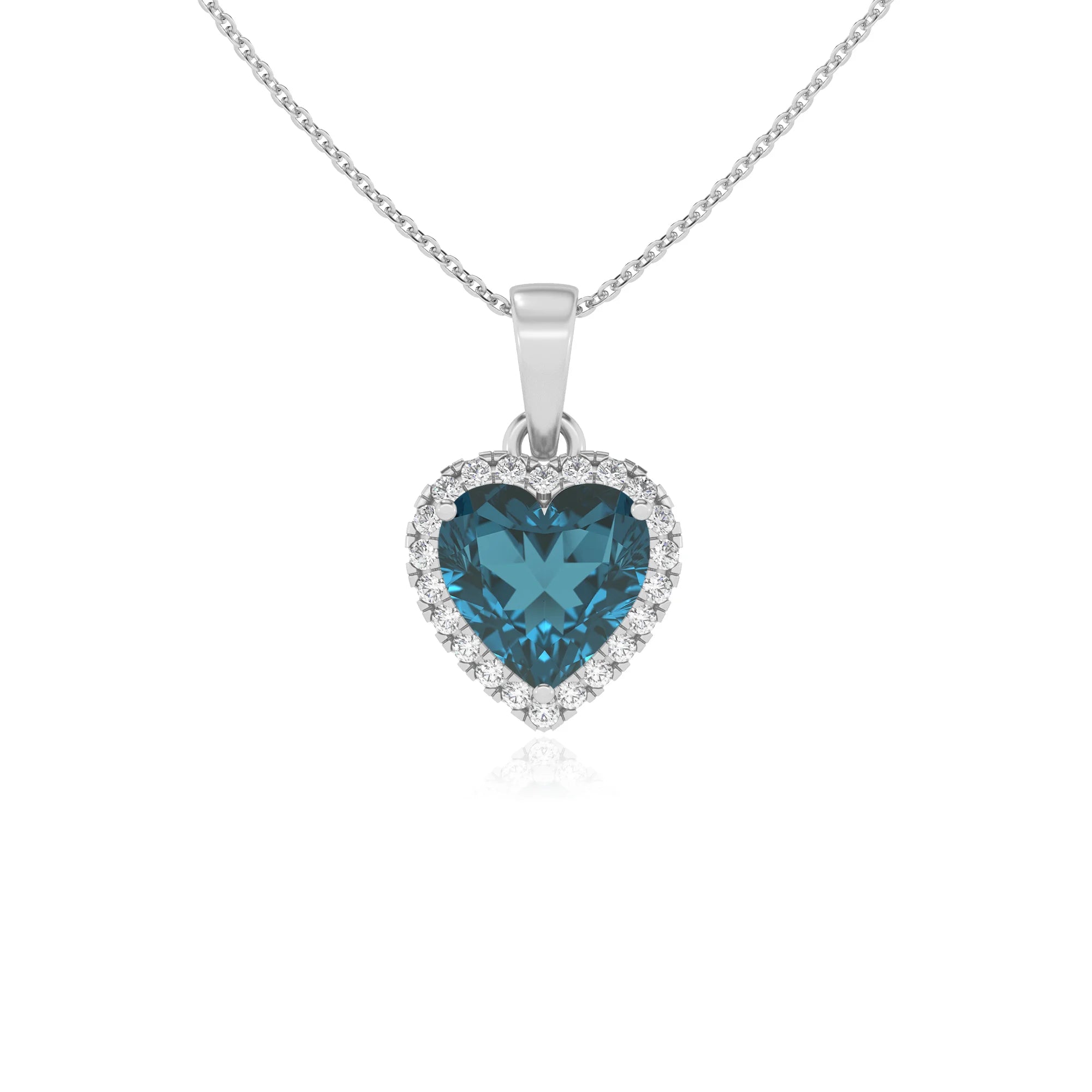 natural london-blue-topaz heart solitaire necklaces in white gold