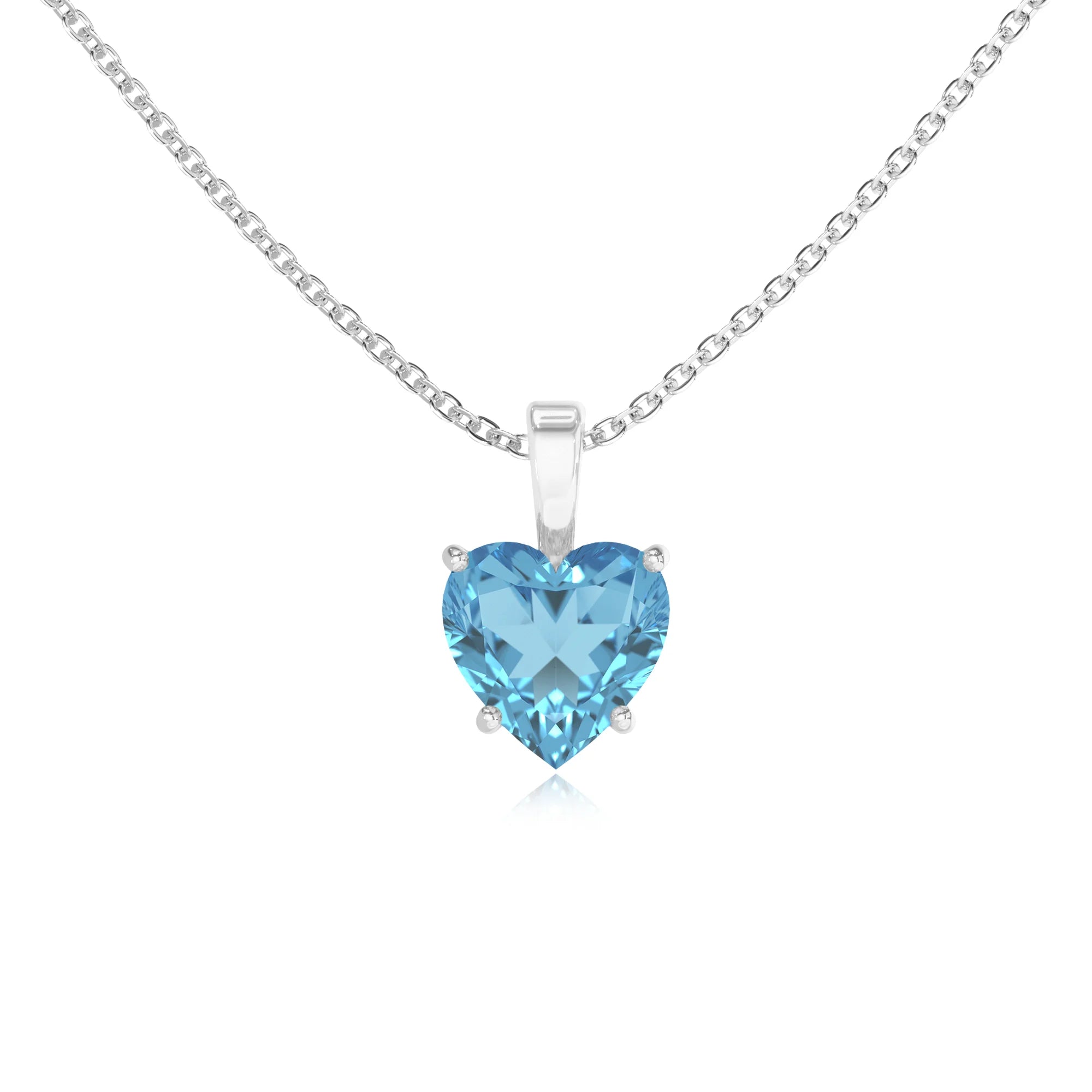 natural swiss-blue-topaz heart solitaire necklaces in white gold