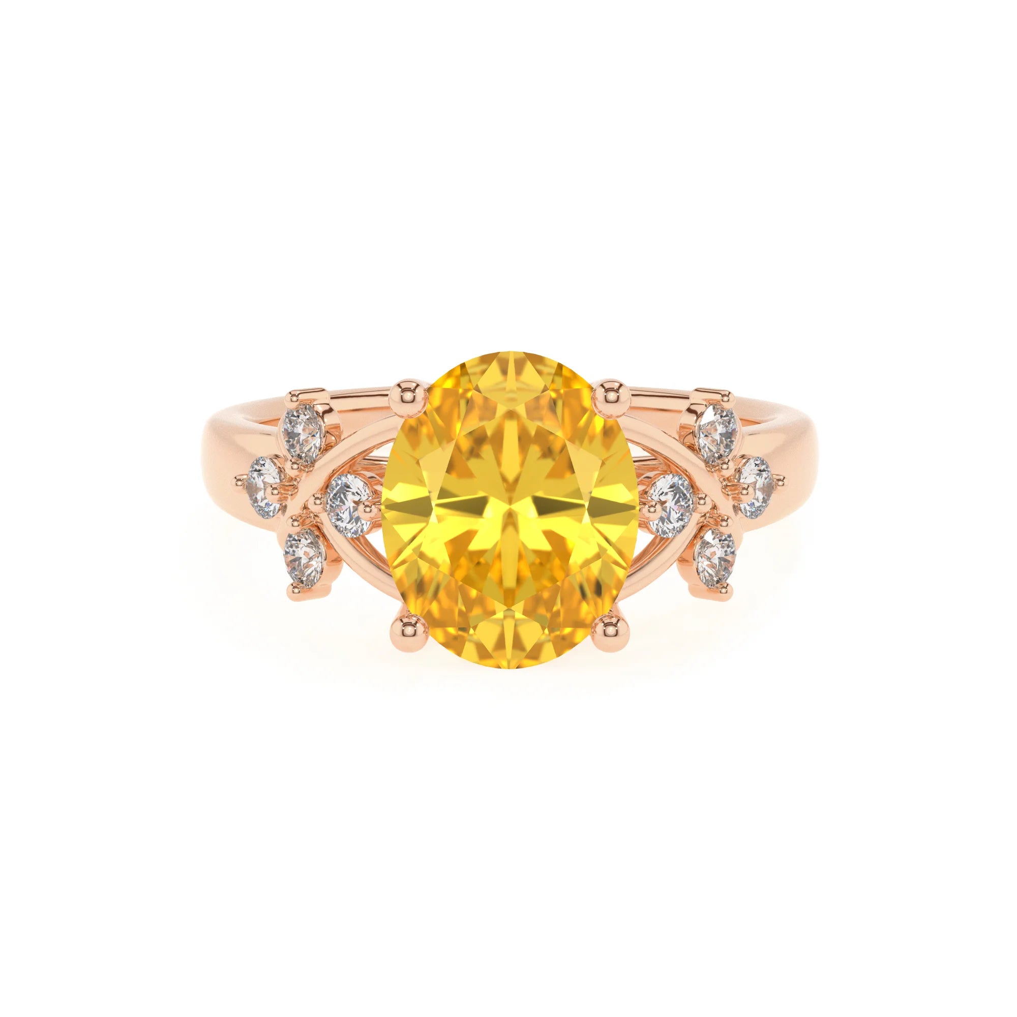 lab grown yellow-sapphire oval solitaire rings in rose gold