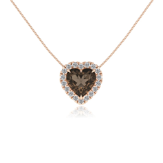 natural smoky quartz heart solitaire necklaces in rose gold