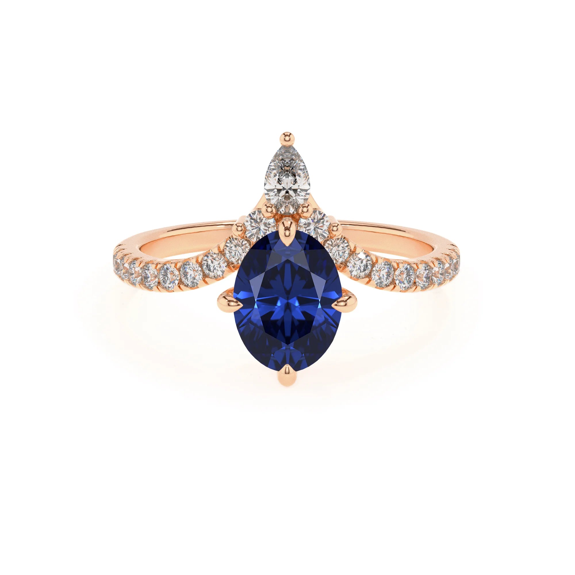 lab grown blue-sapphire oval solitaire rings in rose gold