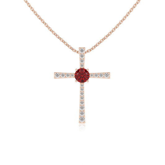 lab grown ruby round infinity necklaces in rose gold