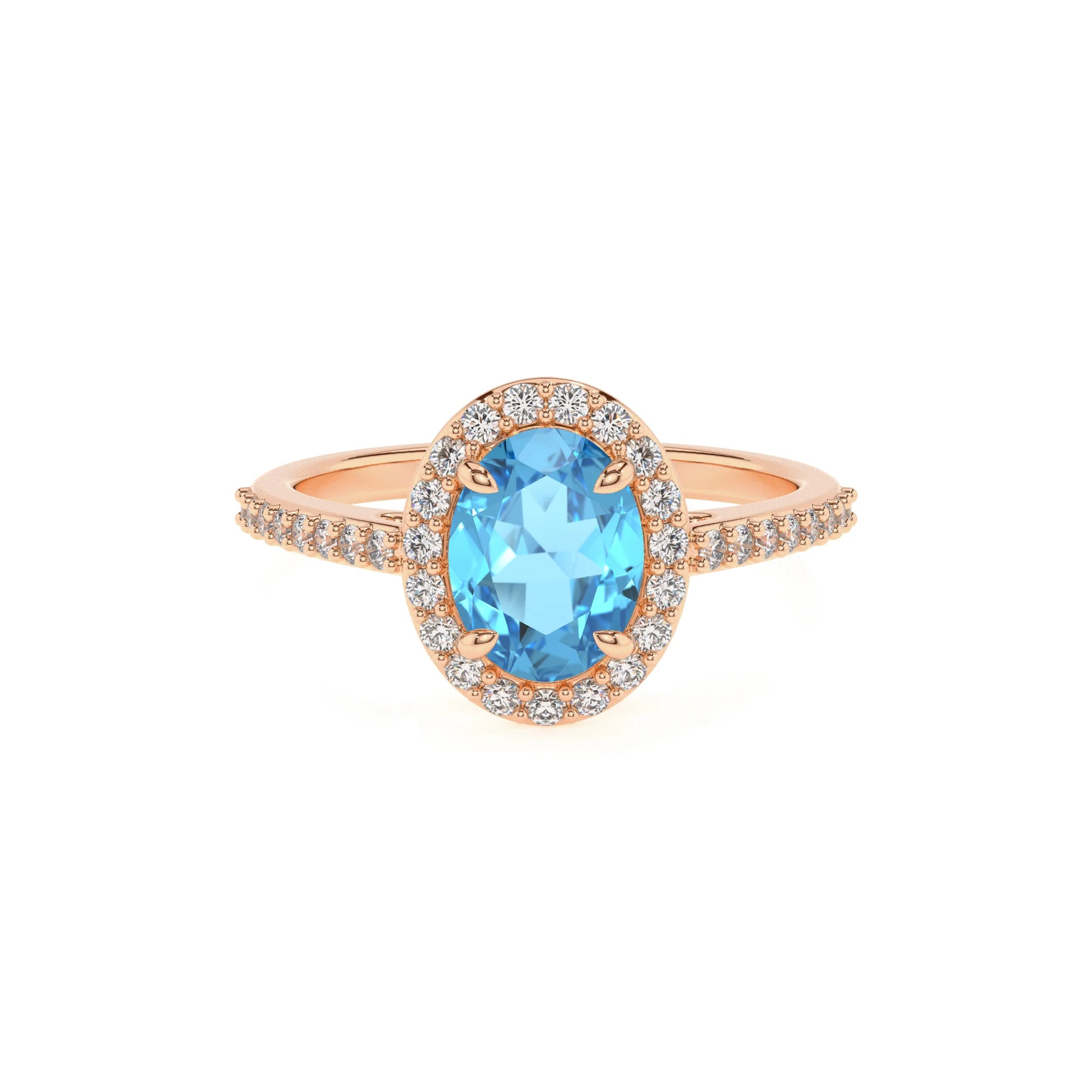 natural swiss-blue-topaz oval solitaire rings in rose gold