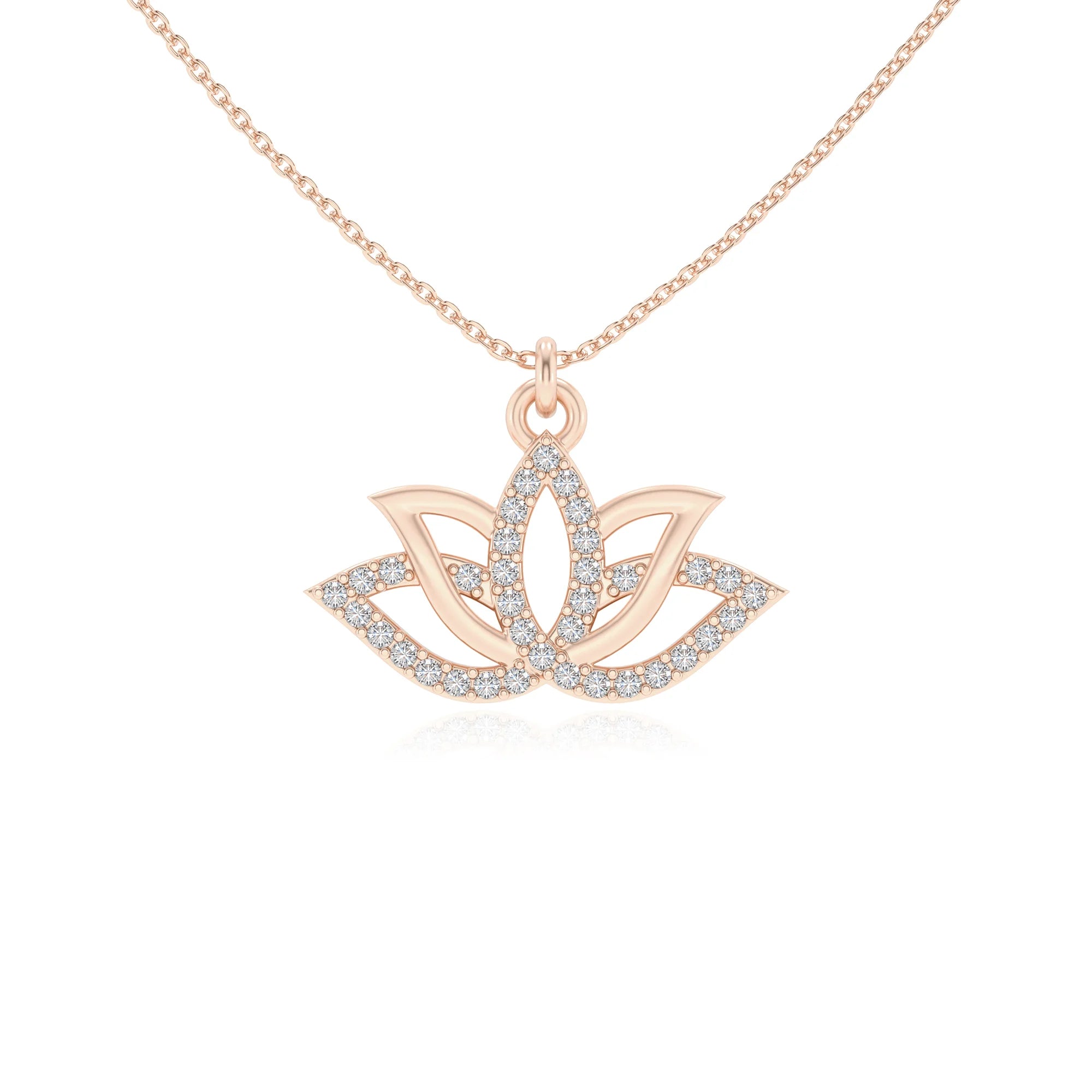 lab grown moissanite round infinity necklaces in rose gold