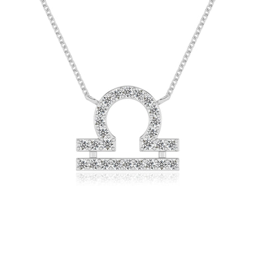 lab grown moissanite round necklaces in white gold