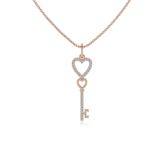 lab grown moissanite round drop necklaces in rose gold