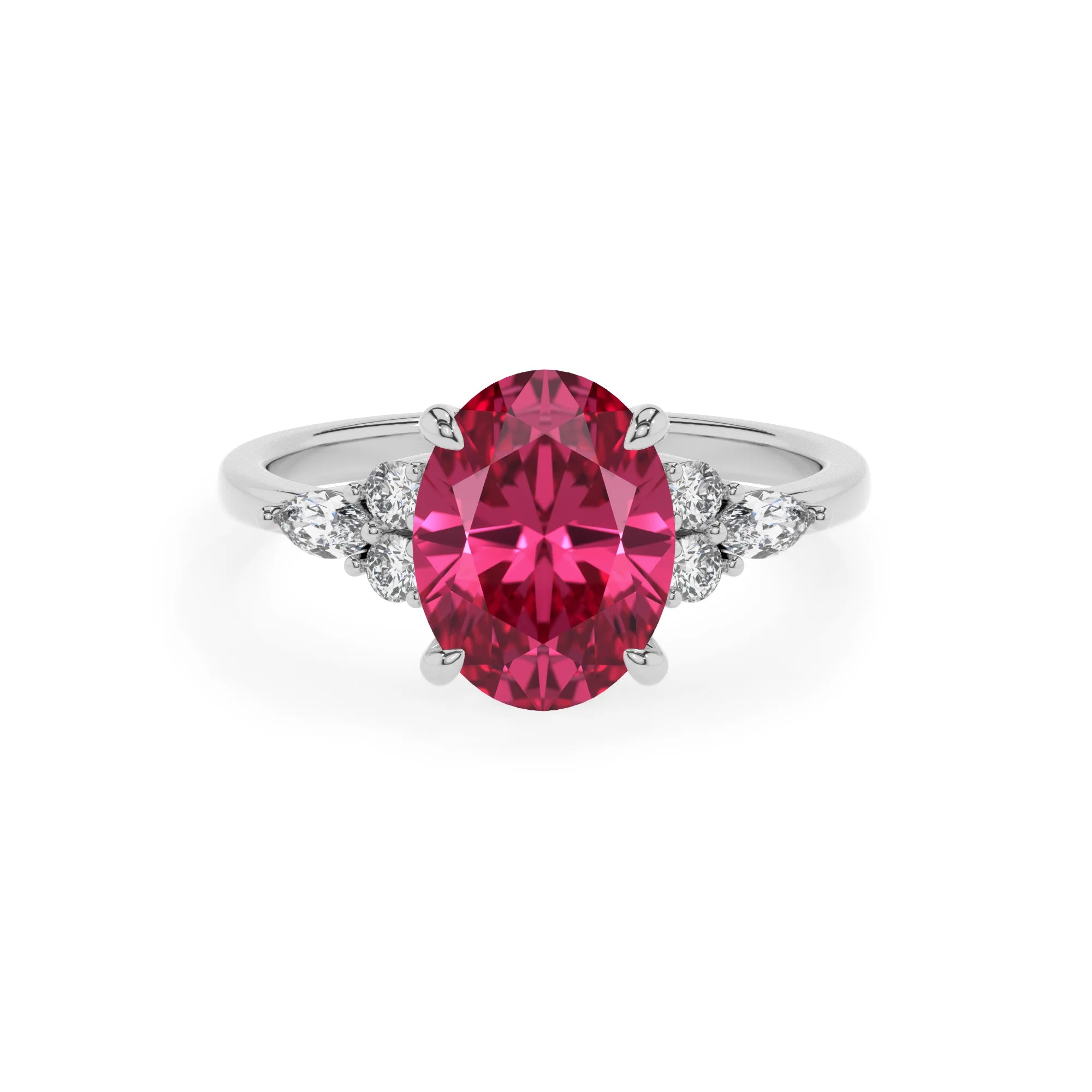 lab grown pink-tourmaline oval solitaire rings in sterling silver