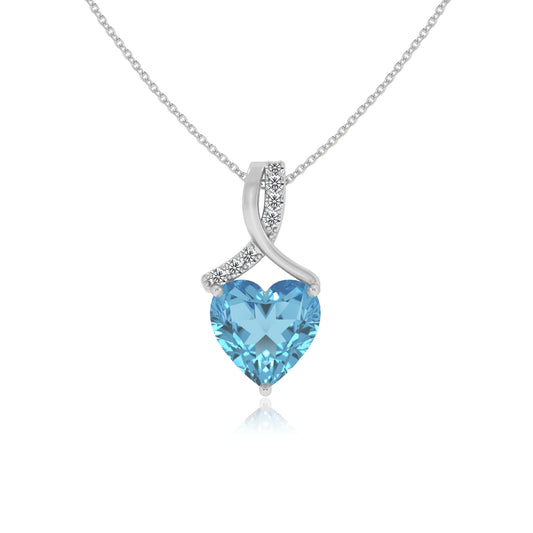 natural swiss-blue-topaz heart solitaire necklaces in white gold