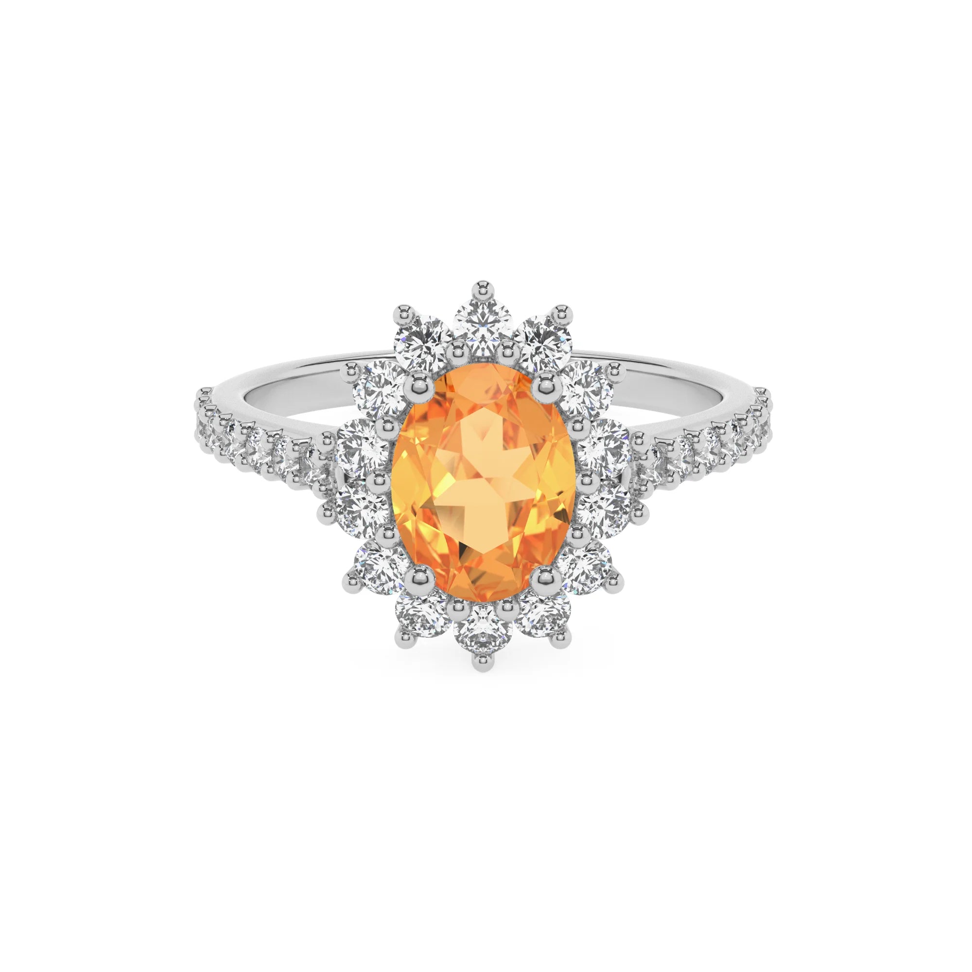 lab grown citrine oval solitaire rings in platinum