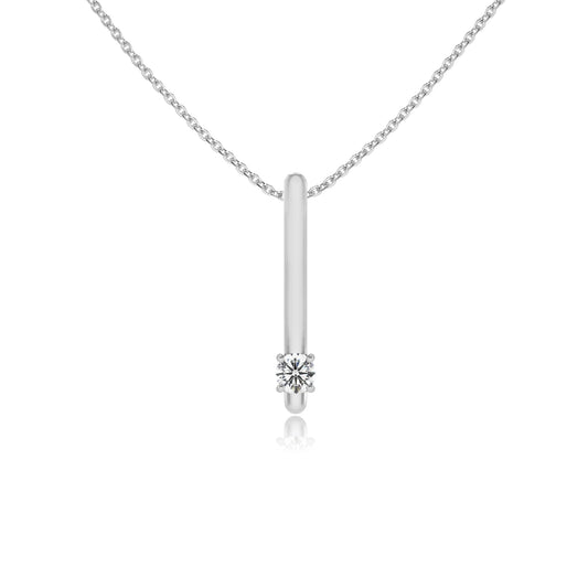 lab grown moissanite round bar necklaces in white gold
