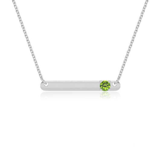 natural peridot round bar v-bale necklaces in white gold