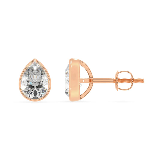 lab grown moissanite pear stud earrings in rose gold
