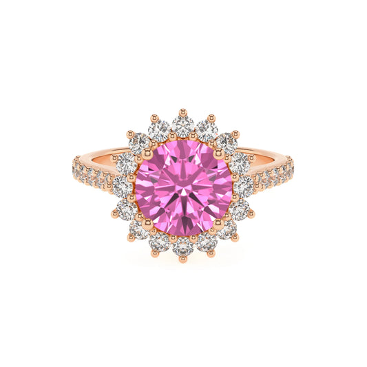 lab grown pink-sapphire round solitaire rings in rose gold