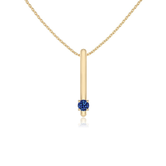 lab grown blue-sapphire round bar necklaces in yellow gold