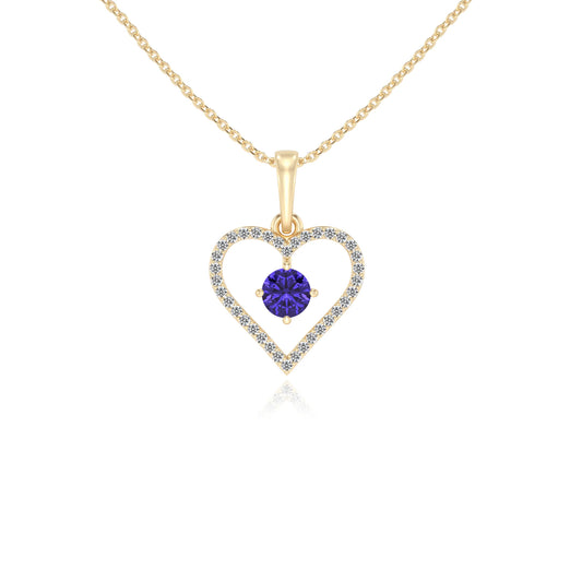 lab grown tanzanite round infinity necklaces in yellow gold