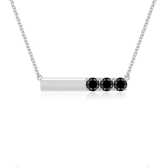natural black-onyx round bar v-bale necklaces in sterling silver